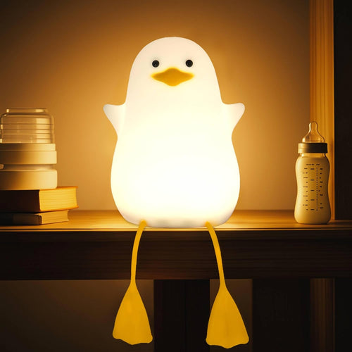 LAMPARA PATITO DE SILICONA CON LUZ Y SOPORTE PARA CELULAR