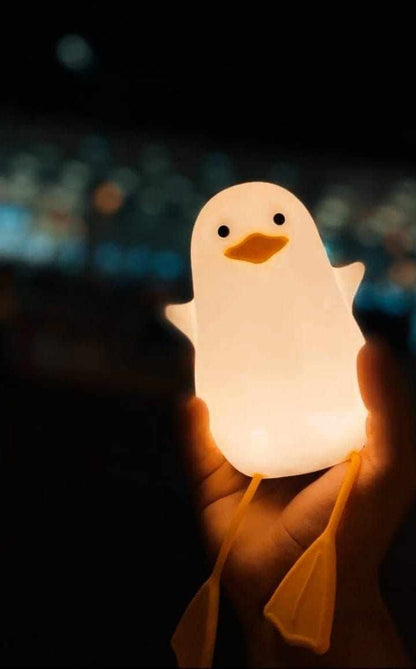 LAMPARA PATITO DE SILICONA CON LUZ Y SOPORTE PARA CELULAR